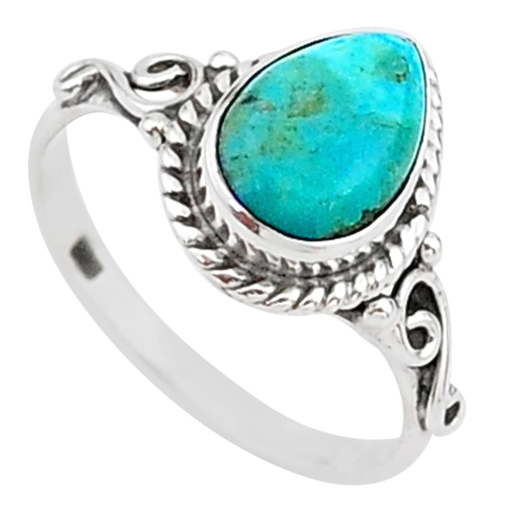 2.61cts solitaire blue arizona mohave turquoise 925 silver ring size 7.5 t15682