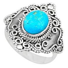 4.23cts solitaire blue arizona mohave turquoise 925 silver ring size 7.5 t20085