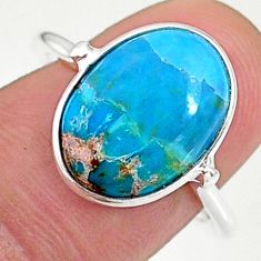 5.51cts solitaire blue arizona mohave turquoise 925 silver ring size 8.5 t34682
