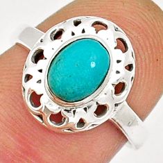 1.46cts solitaire blue arizona mohave turquoise oval silver ring size 7 y12866
