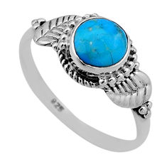 2.41cts solitaire blue arizona mohave turquoise silver leaf ring size 8.5 n47463