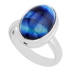 6.29cts solitaire blue cats eye 925 sterling silver ring jewelry size 6.5 y64718