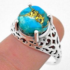 5.54cts solitaire blue copper turquoise 925 silver mens ring size 10 u71626