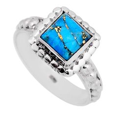 2.53cts solitaire blue copper turquoise 925 sterling silver ring size 7.5 n44461
