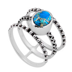 2.96cts solitaire blue copper turquoise 925 sterling silver ring size 9.5 n51998