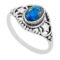 1.42cts solitaire blue copper turquoise 925 sterling silver ring size 7 n54681