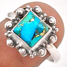 2.60cts solitaire blue copper turquoise 925 sterling silver ring size 7 t87875
