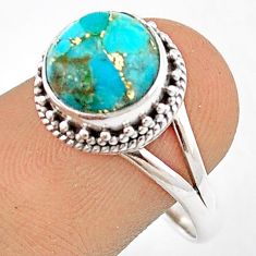 4.31cts solitaire blue copper turquoise 925 sterling silver ring size 8 u29021