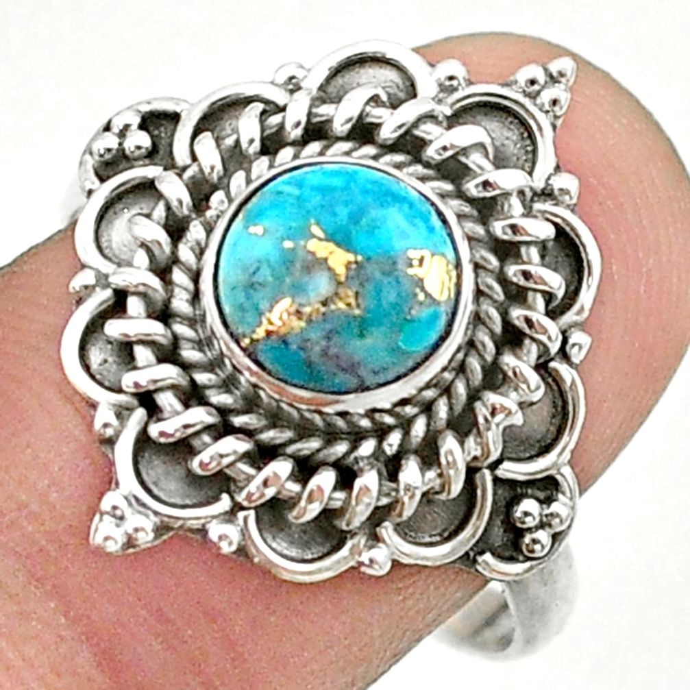 2.71cts solitaire blue copper turquoise 925 sterling silver ring size 9 t41381
