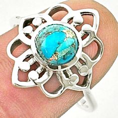 2.43cts solitaire blue copper turquoise 925 sterling silver ring size 9 u37122