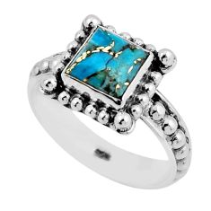 2.29cts solitaire blue copper turquoise 925 sterling silver ring size 7.5 y55050