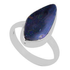 5.79cts solitaire blue doublet opal australian fancy silver ring size 10 n31649