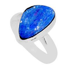 4.05cts solitaire blue doublet opal australian fancy silver ring size 6 y7408