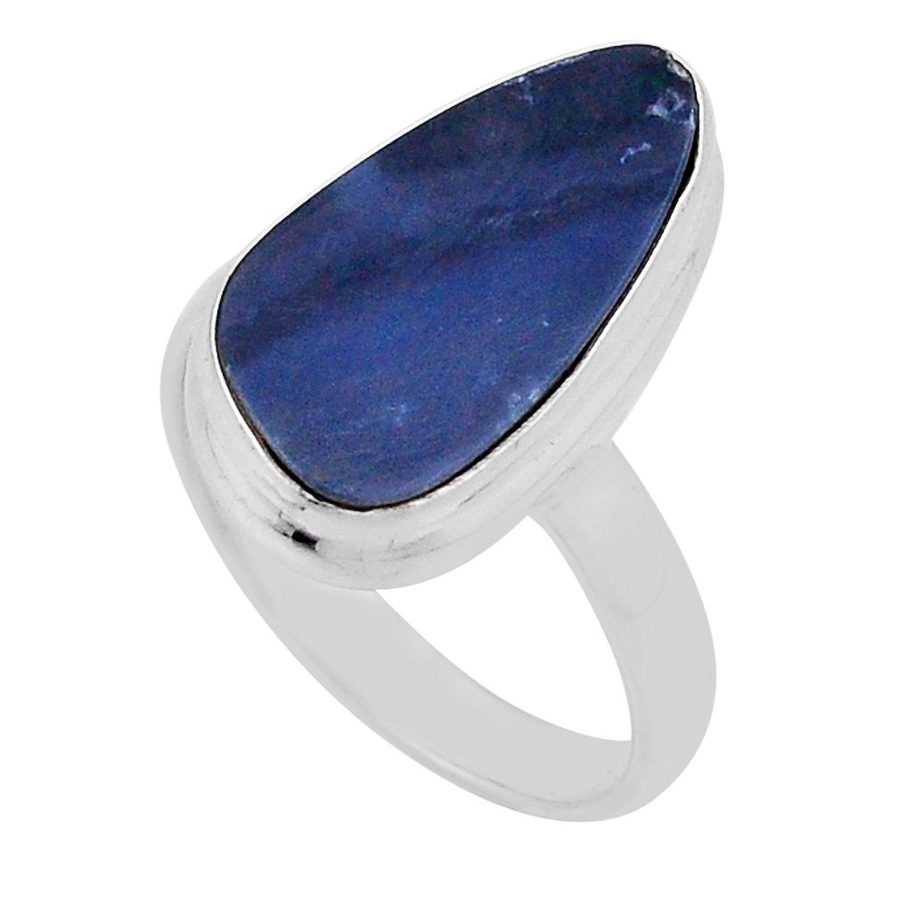 5.16cts solitaire blue doublet opal australian fancy silver ring size 7 n34849