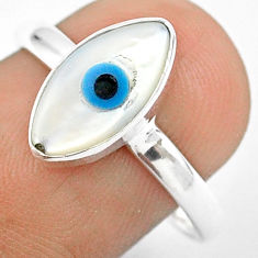 3.25cts solitaire blue evil eye talismans marquise silver ring size 8 u26332