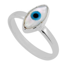 2.23cts solitaire blue evil eye talismans marquise silver ring size 5.5 y94389