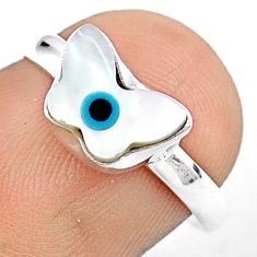 2.60cts solitaire blue evil eye talismans silver butterfly ring size 6 u26317