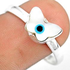 2.75cts solitaire blue evil eye talismans silver butterfly ring size 9 u26322
