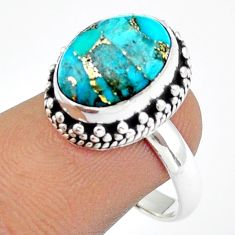 Clearance Sale- 5.13cts solitaire blue mojave turquoise 925 sterling silver ring size 7 u7308