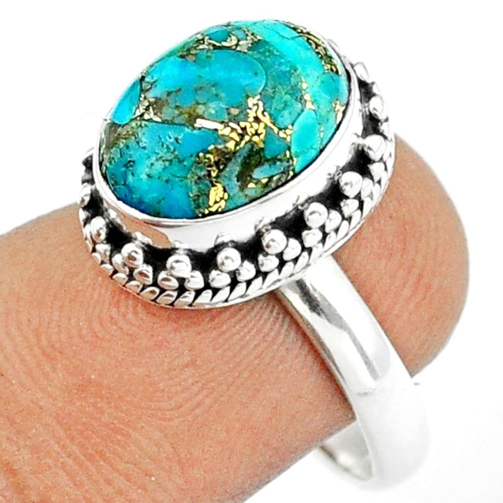 e blue mojave turquoise 925 sterling silver ring size 7 u7312
