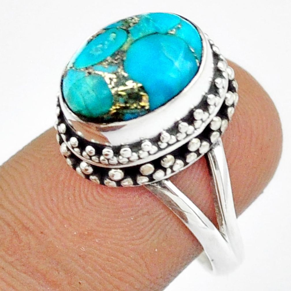 e blue mojave turquoise 925 sterling silver ring size 7 u7341