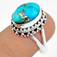 Clearance Sale- 4.93cts solitaire blue mojave turquoise 925 sterling silver ring size 7 u7341