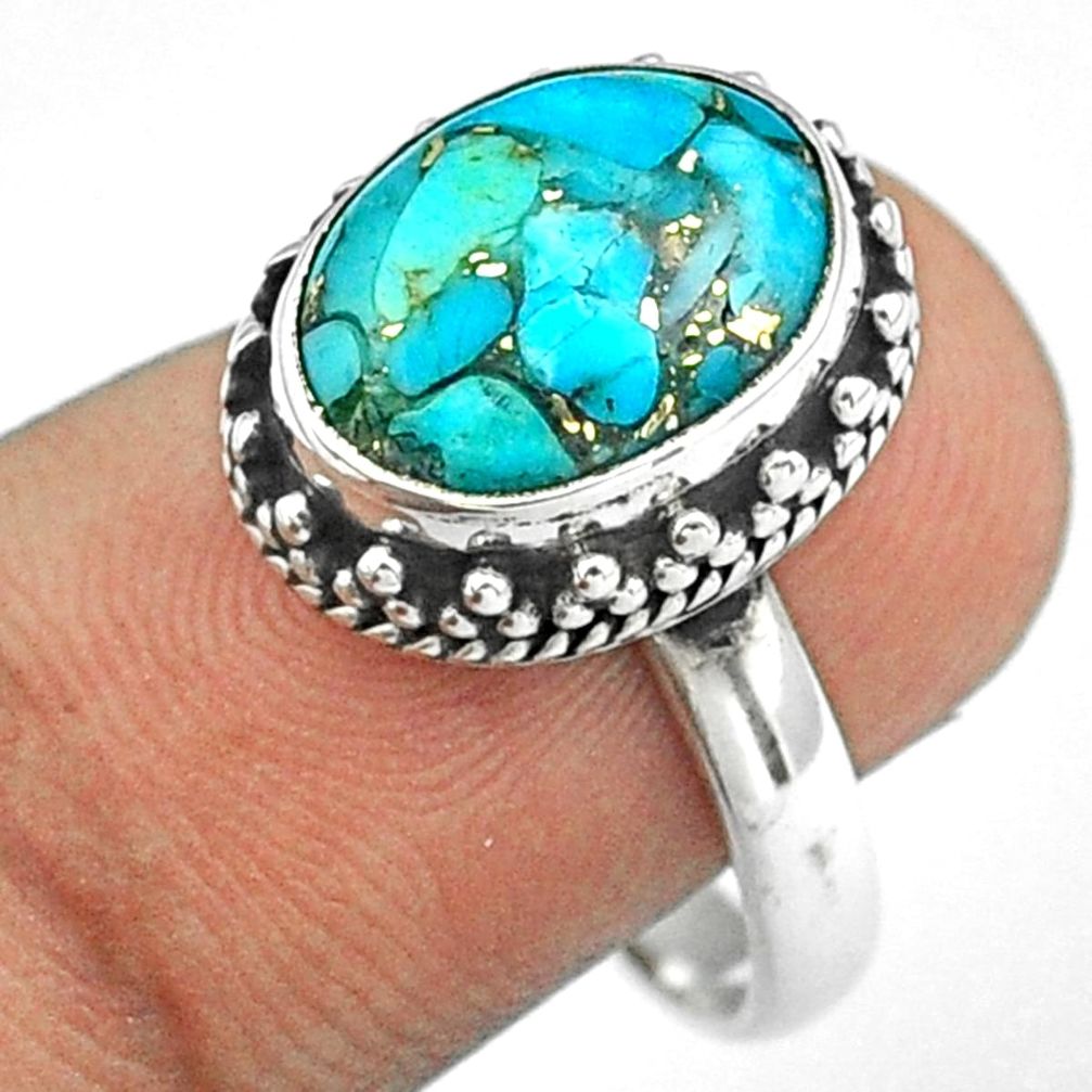 e blue mojave turquoise 925 sterling silver ring size 8 u7322