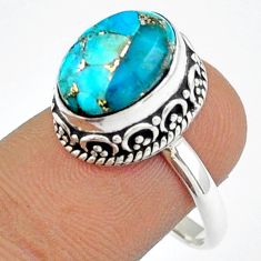 Clearance Sale- 4.92cts solitaire blue mojave turquoise 925 sterling silver ring size 8 u7361