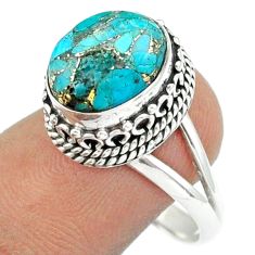 Clearance Sale- 5.11cts solitaire blue mojave turquoise 925 sterling silver ring size 9 u7394
