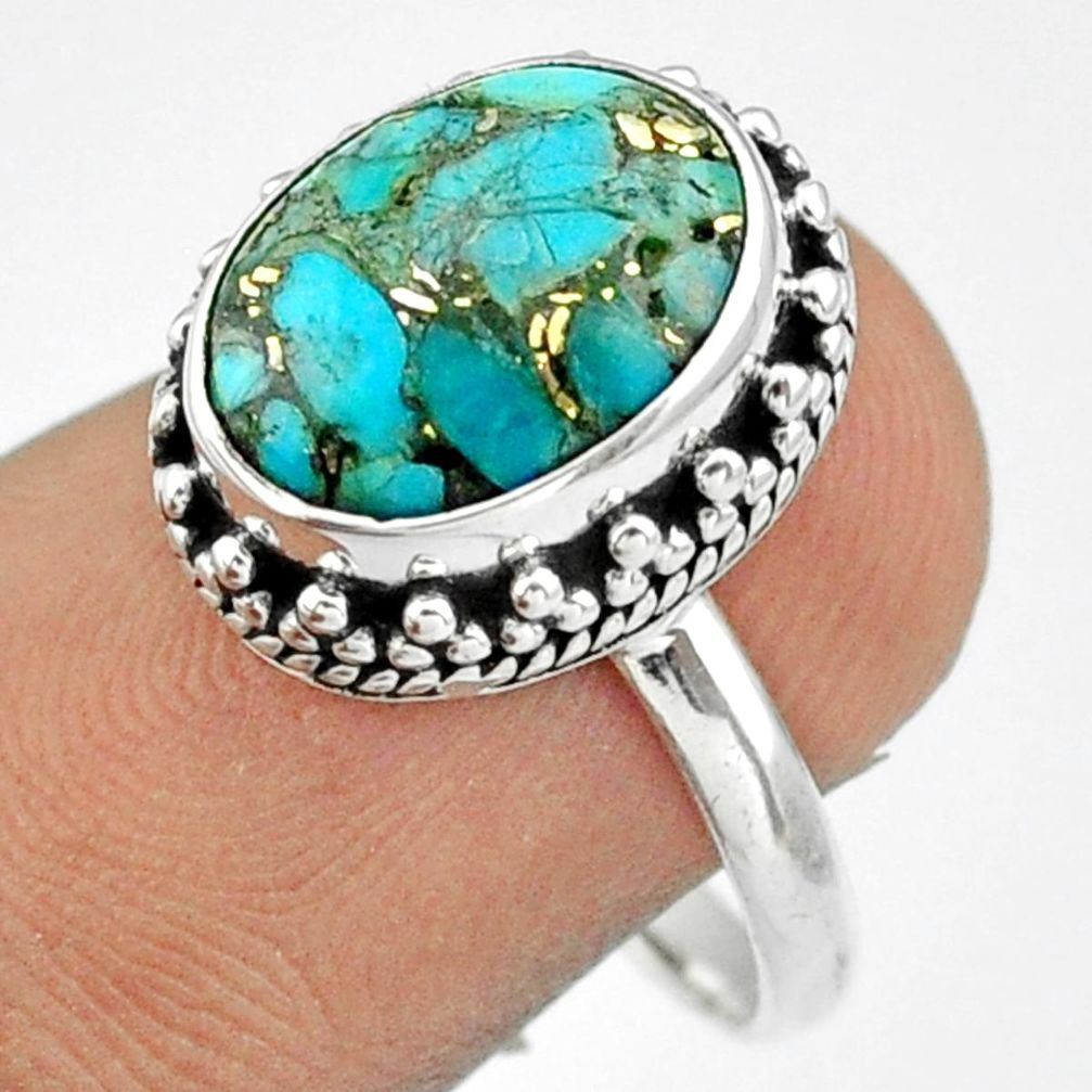 e blue mojave turquoise 925 sterling silver ring size 7.5 u7290