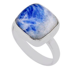 6.98cts solitaire blue scheelite (lapis lace onyx) 925 silver ring size 8 n40060