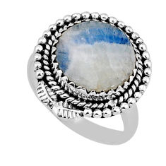 9.34cts solitaire blue scheelite (lapis lace onyx) silver ring size 8.5 y65535