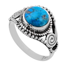 3.21cts solitaire blue sleeping beauty turquoise 925 silver ring size 6.5 n45770