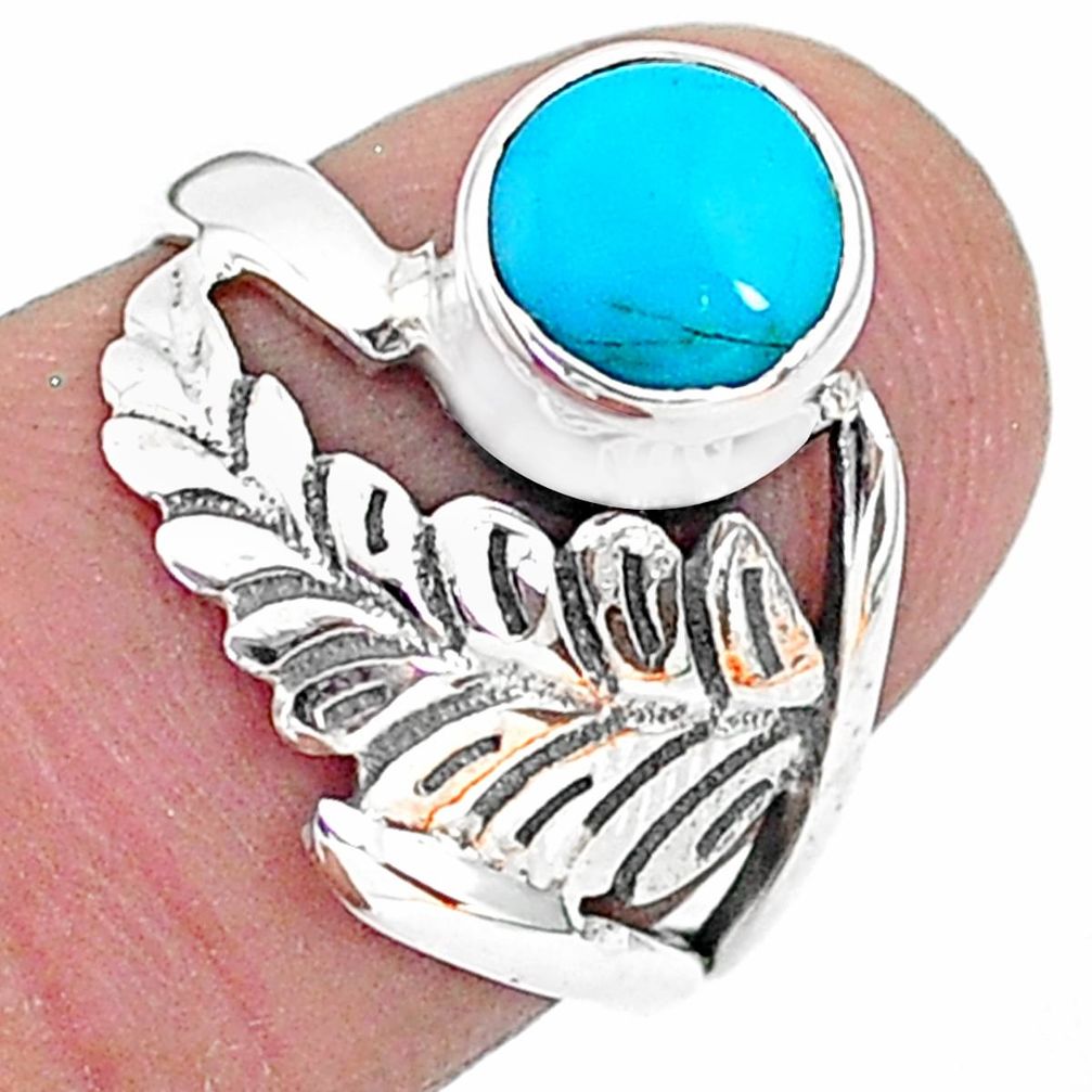 2.11cts solitaire blue sleeping beauty turquoise 925 silver ring size 6 t6398