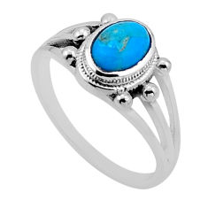 1.81cts solitaire blue sleeping beauty turquoise 925 silver ring size 7 n52362