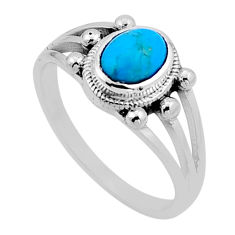 1.82cts solitaire blue sleeping beauty turquoise oval silver ring size 7 n52365