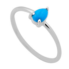 0.98cts solitaire blue sleeping beauty turquoise pear silver ring size 8 n45833