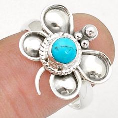 Solitaire blue sleeping beauty turquoise silver dragonfly ring size 8.5 d50355