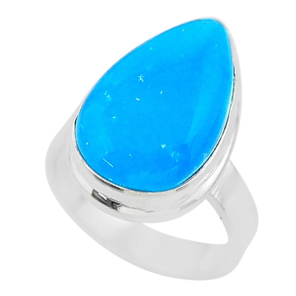 10.82cts solitaire blue smithsonite 925 sterling silver ring size 6.5 t29057