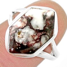 7.53cts solitaire bronze wild horse magnesite silver hexagon cocktail ring size 8 u44337