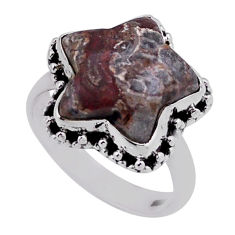 10.41cts solitaire brown mushroom rhyolite 925 silver star ring size 7.5 n40057