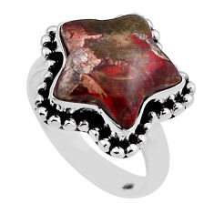 8.48cts solitaire brown mushroom rhyolite silver star fish ring size 7 n26303