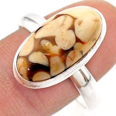 8.44cts solitaire brown peanut petrified wood fossil silver ring size 11 t61522