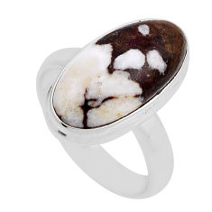 7.61cts solitaire brown peanut petrified wood fossil silver ring size 7 n28363