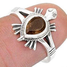 1.51cts solitaire brown smoky topaz 925 silver tortoise ring size 7 d50781