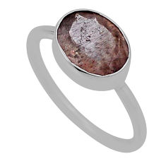 2.85cts solitaire brown smoky topaz 925 sterling silver ring size 6.5 n33576