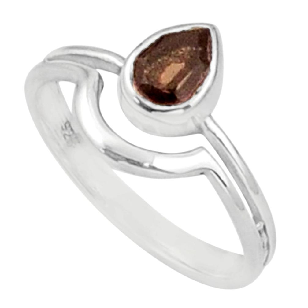 1.57cts solitaire brown smoky topaz 925 sterling silver ring size 8 u2770