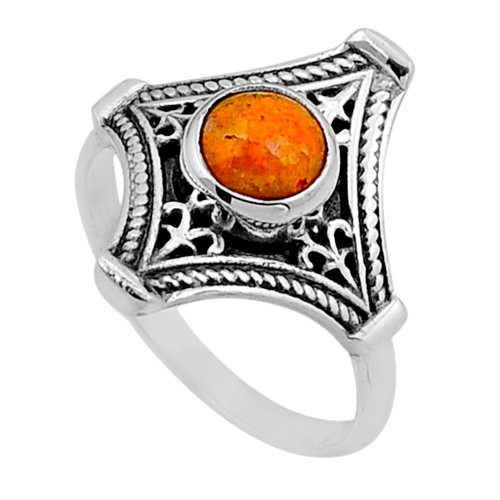 1.00cts solitaire bumble bee australian jasper 925 silver ring size 6.5 n49835