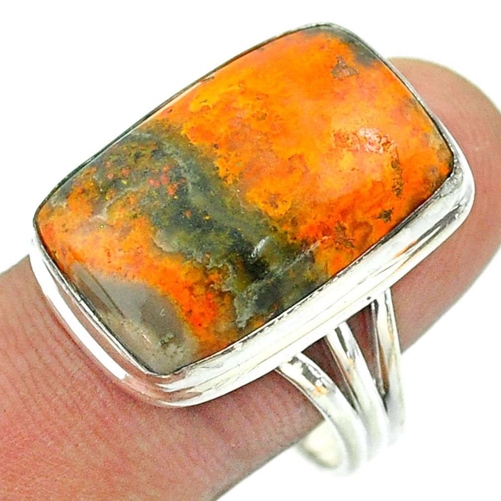 19.00cts solitaire bumble bee australian jasper 925 silver ring size 10 t54212