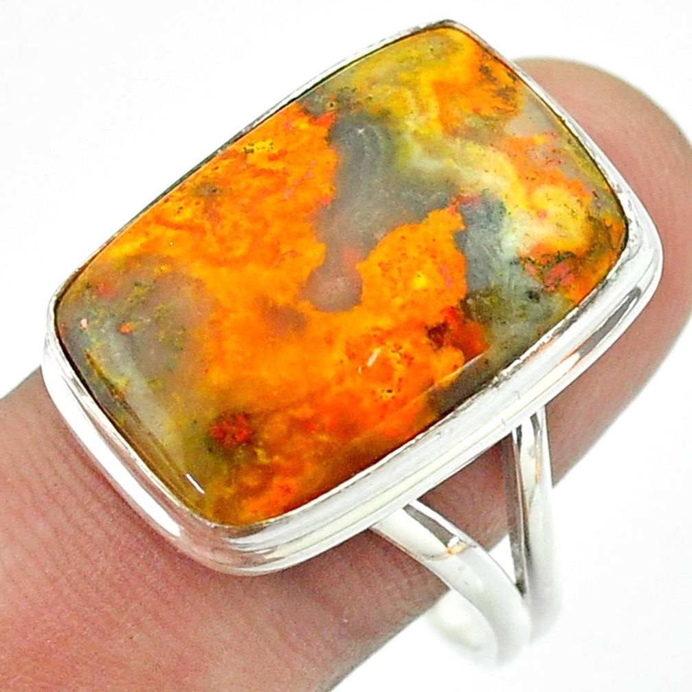 17.69cts solitaire bumble bee australian jasper 925 silver ring size 11 t54209